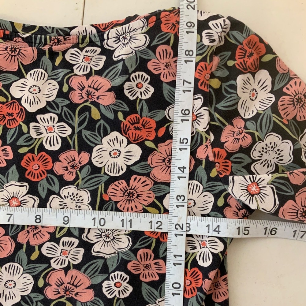 Seasalt Cornwall Floral Top Womens Size 4 Black Pink 3/4 Sleeve Organic Cotton - Picture 8 of 9
